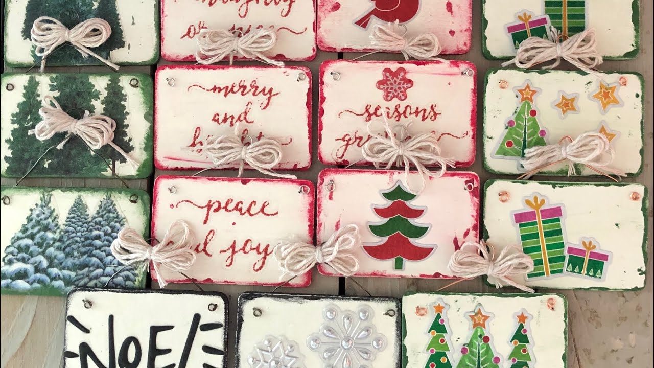 Christmas in July Wooden Tile Christmas Ornaments