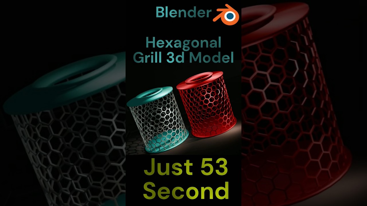 Blender tutorial 1 minute Hexagonal grill 3d model 