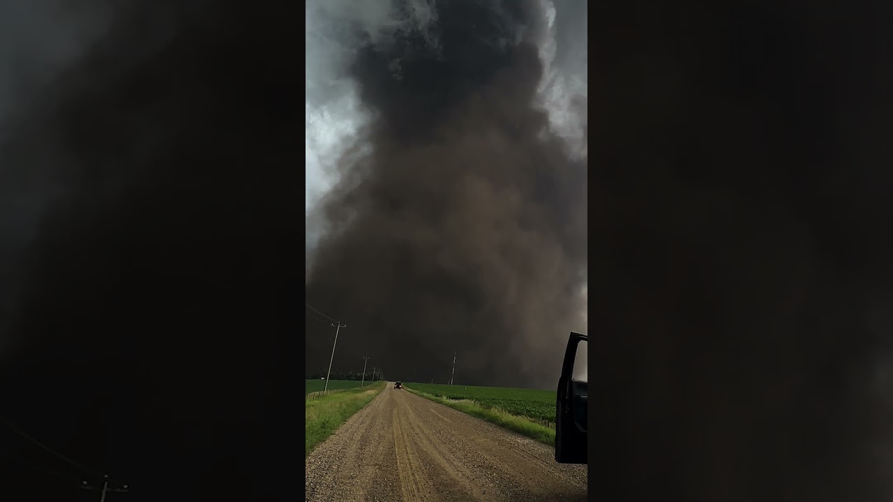Is he driving into the tornado??? 🤯