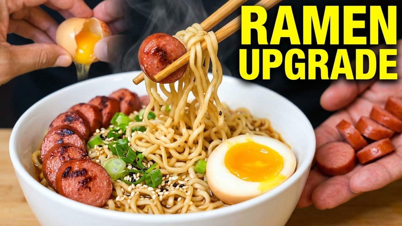 How to make Ramen noodles with egg and hot dogmeat