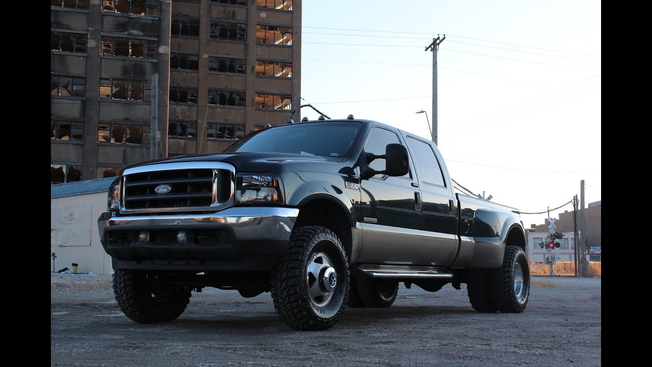 Ford F350 4x4 Lariat DRW Powerstroke Turbo Diesel 2004 года выпуска, холодный запуск, поднятый ку...