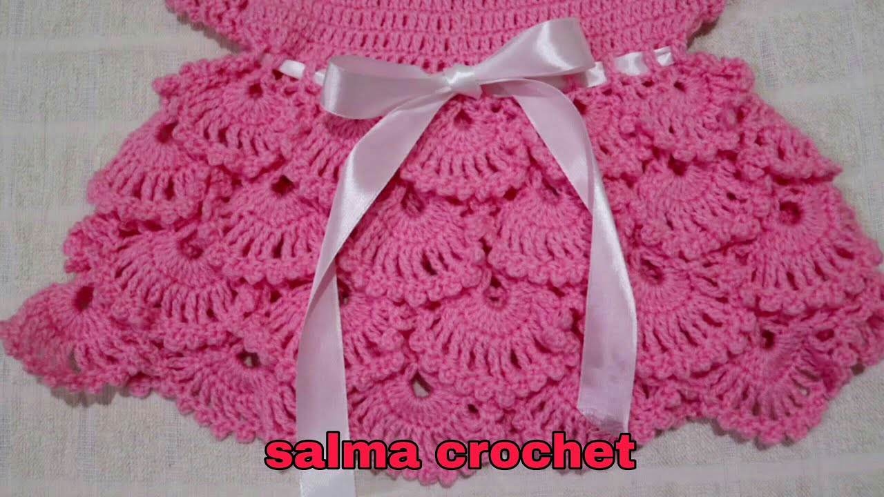 كروشيه فستان اطفال  بناتي  سهل خطوة بخطوة موديل (ملاك )خطوة بخطوة (1)Crochet Baby Dress