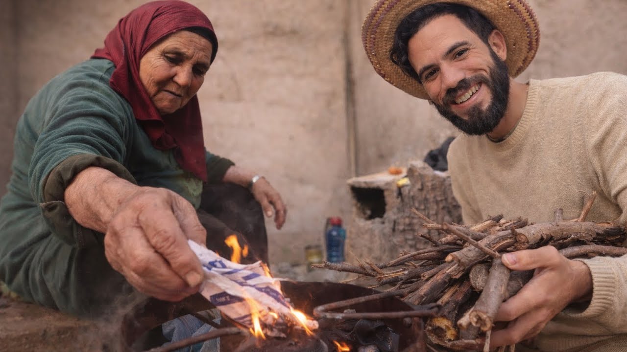 حياة البادية،   أحضرت لي جدتي 👵الحطب 🪵باش تسخن ليا حمام تقليدي دافئ 😍❤️
