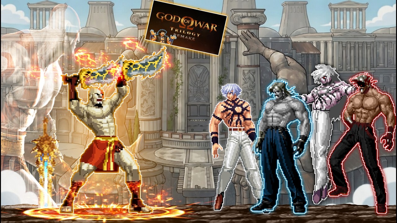 Kratos (GOW) vs Rugal/Orochi Team - God of War Style MUGEN!