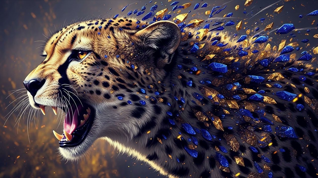 20 minute Blue Sapphire Gold Crystal Cheetah Power wallpaper Screen