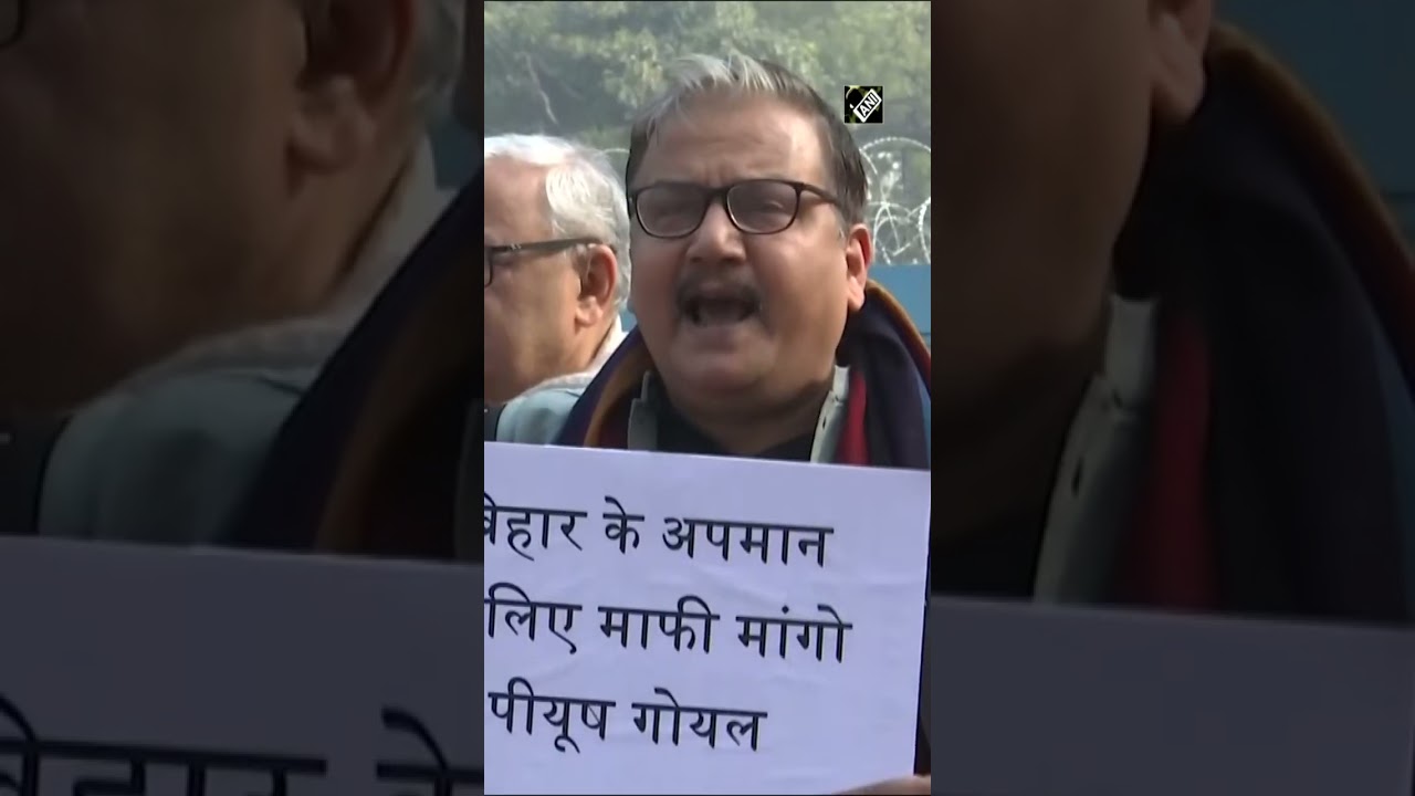 RJD-JD(U) MPs protest in front of Gandhi statue over Piyush Goyal&rsquo;s remark on Bihar