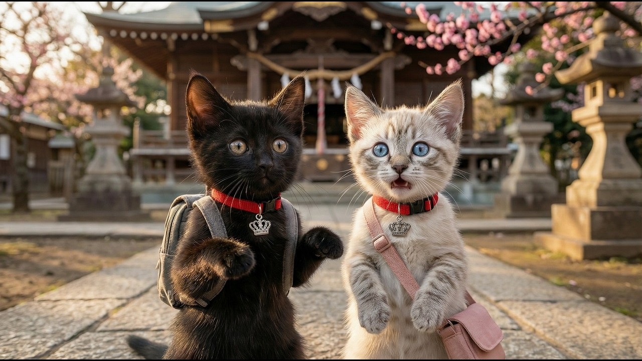 【節分】神社で鬼（柴犬）に遭遇！黒猫ジジのまさかの行動に涙…