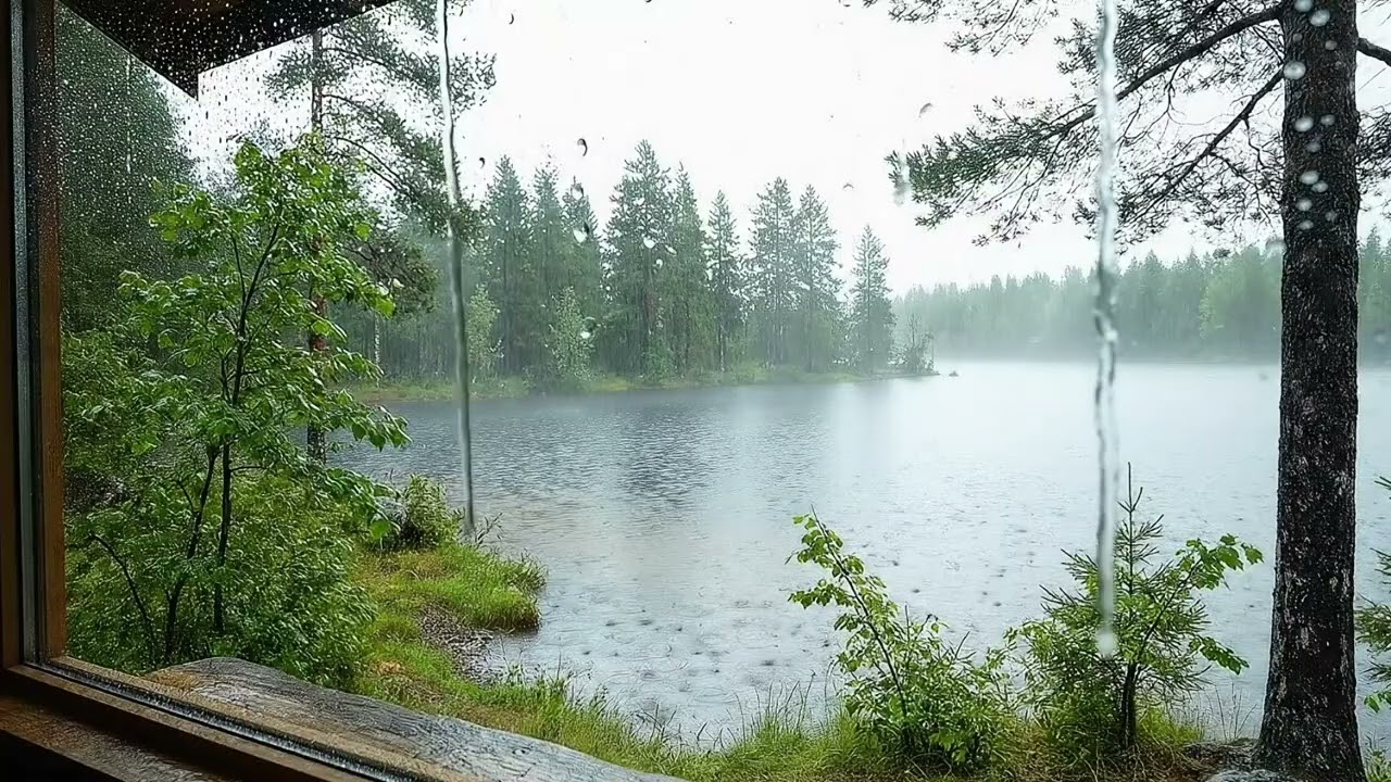 Gentle Rain Falling on a Calm River | Stress Relief & Relaxation