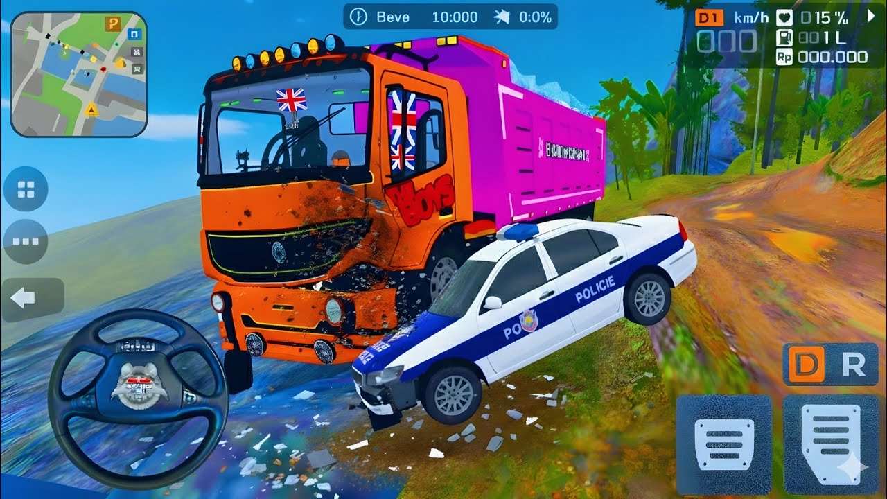 💥 Bharat Benz Stones Loading Driving 🎮| Extreme Moddy Off-road Mountain Map Mods 🗾