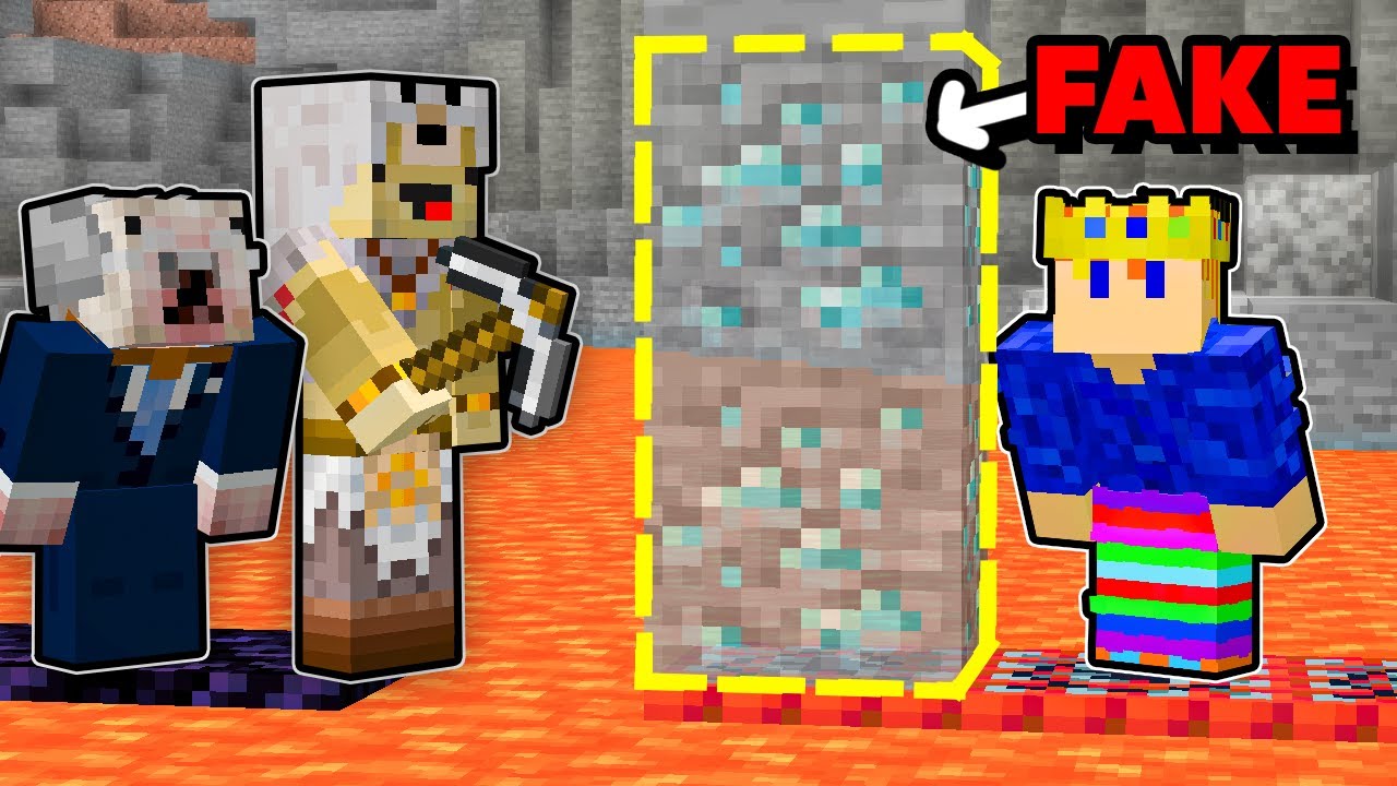 J'ai Utilis&eacute; des FAUX DIAMANTS pour faire le Meilleur Manhunt de Minecraft !