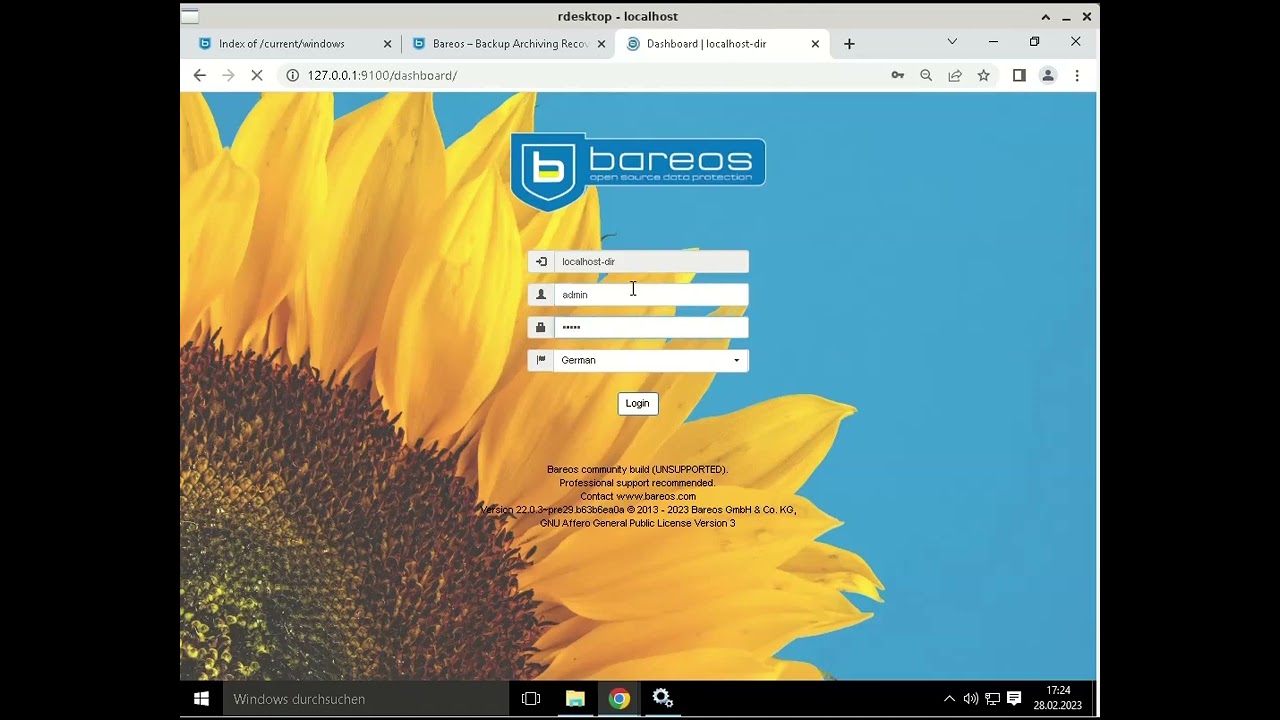 BAREOS install bareos on windows