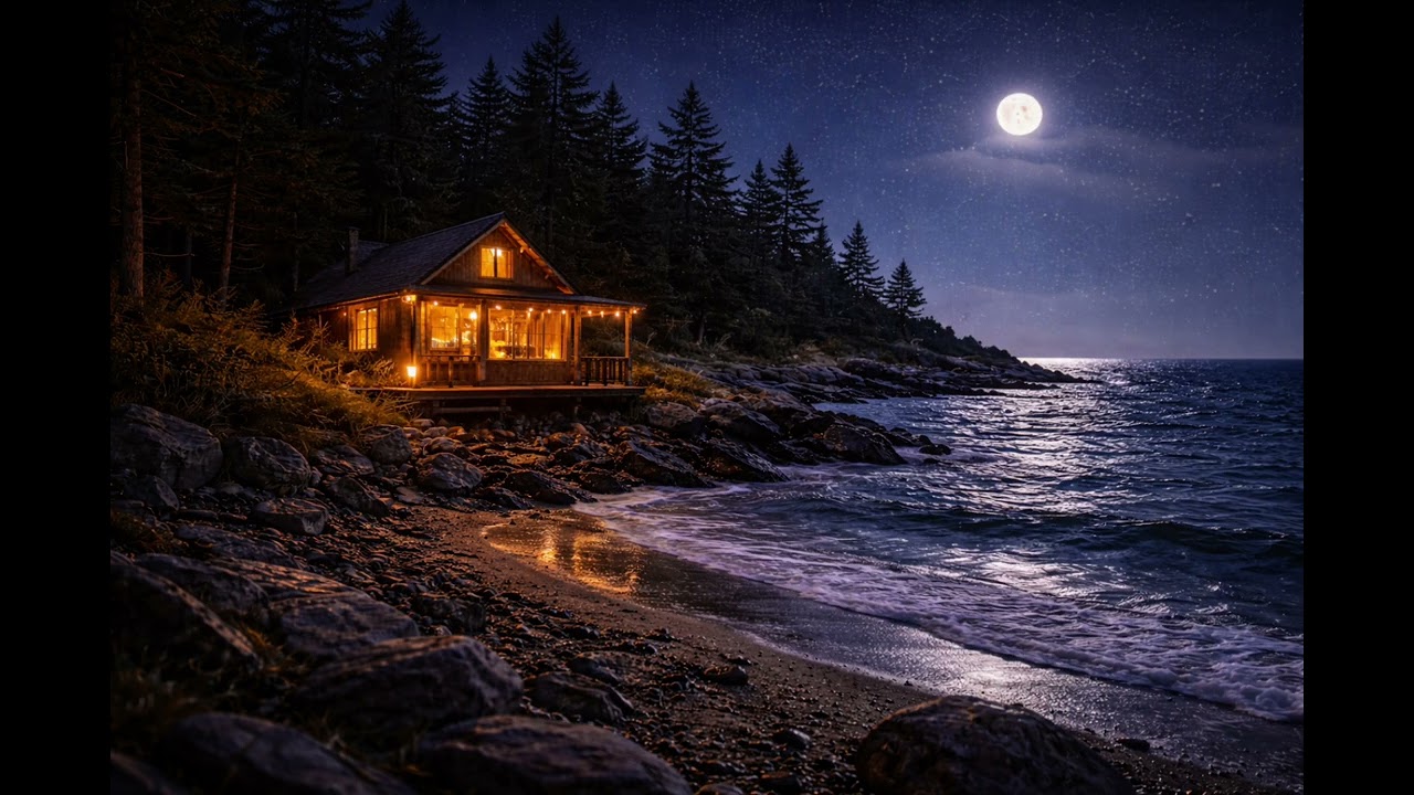 【海辺の小屋】波音と風｜睡眠・作業用環境音｜60分｜No Music