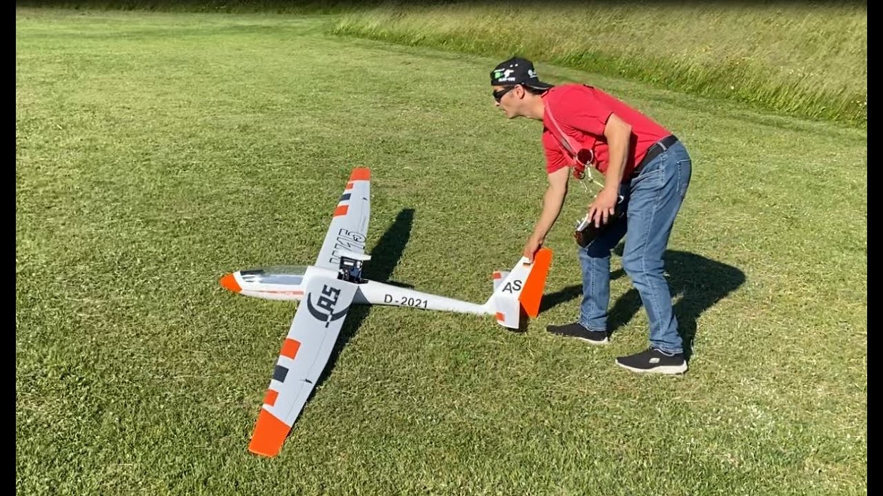 ASW15 von Glider_IT mit 90mm +Jet Klappimpeller an 6S - Bodenstart ohne Rad