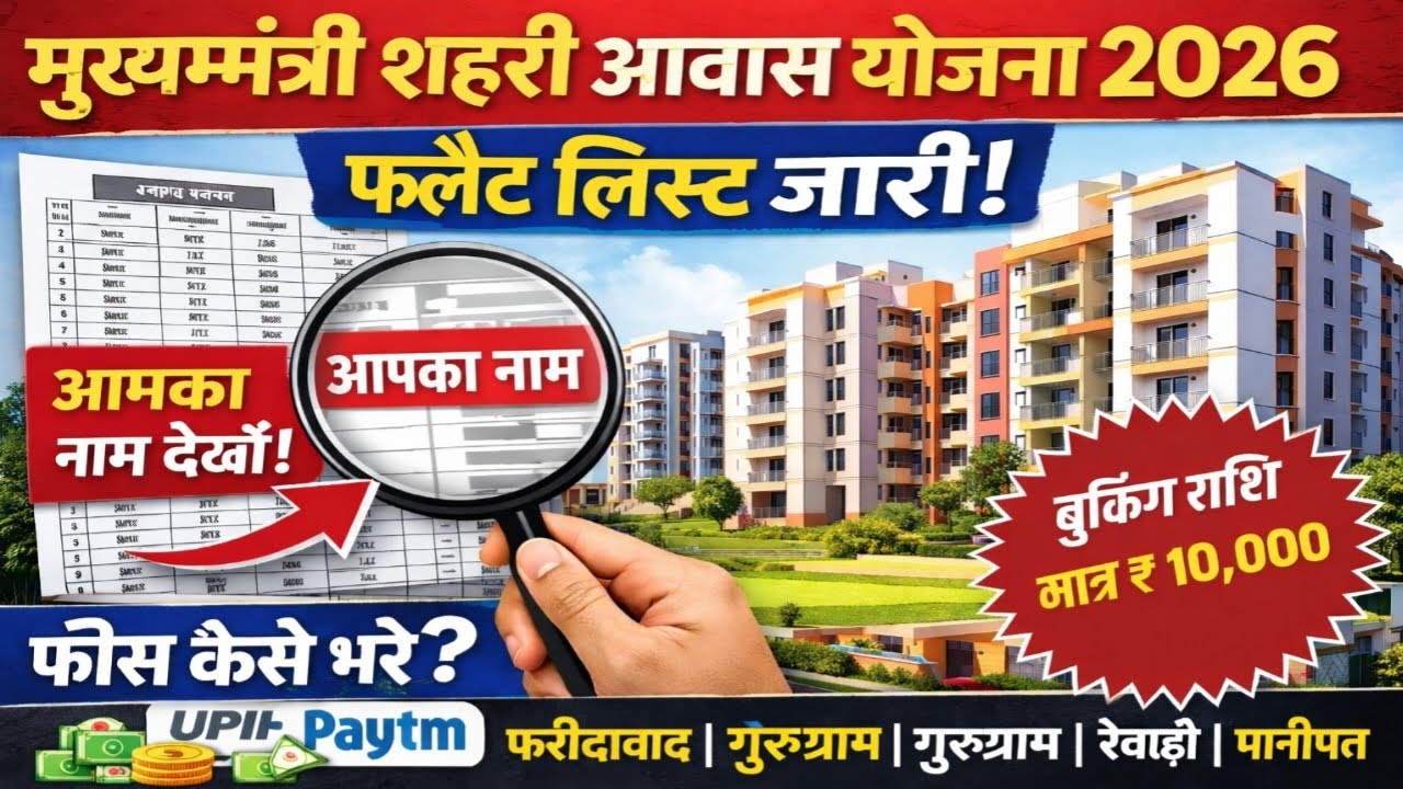 मुख्यमंत्री शहरी आवास योजना 2026 | Flat List जारी | अपना नाम ऐसे देखें Mukhya Mantri Shehri Awas
