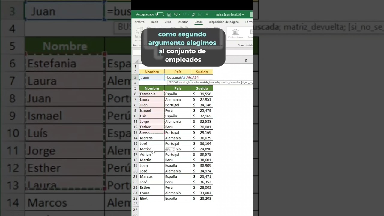 BuscarX en Excel