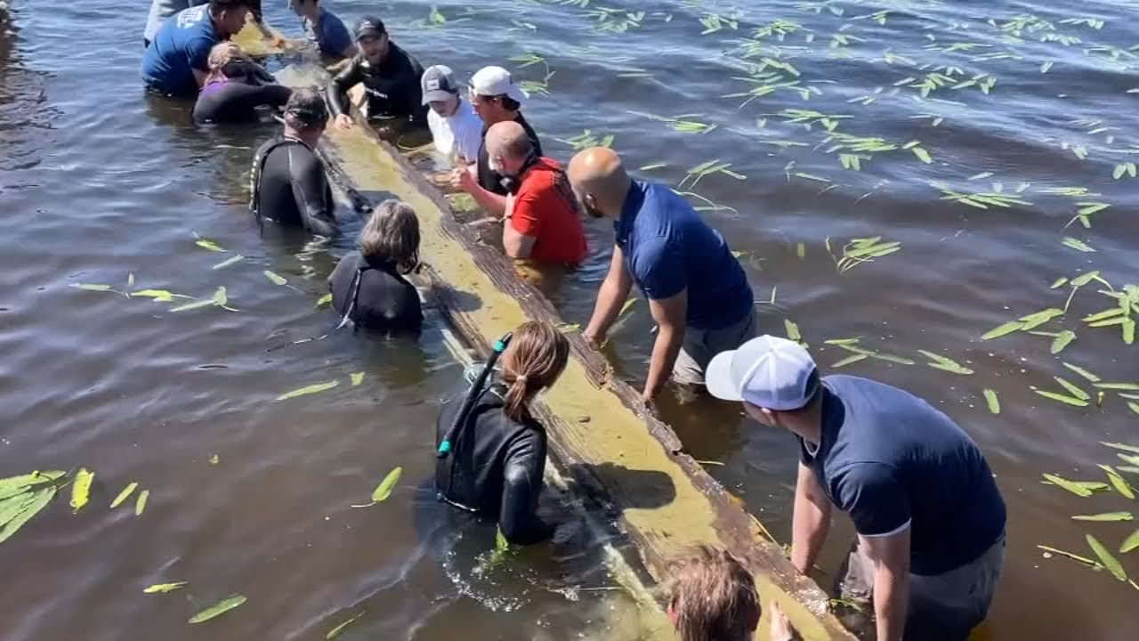 Ancient Native American canoe pulled from Lake Waccamaw