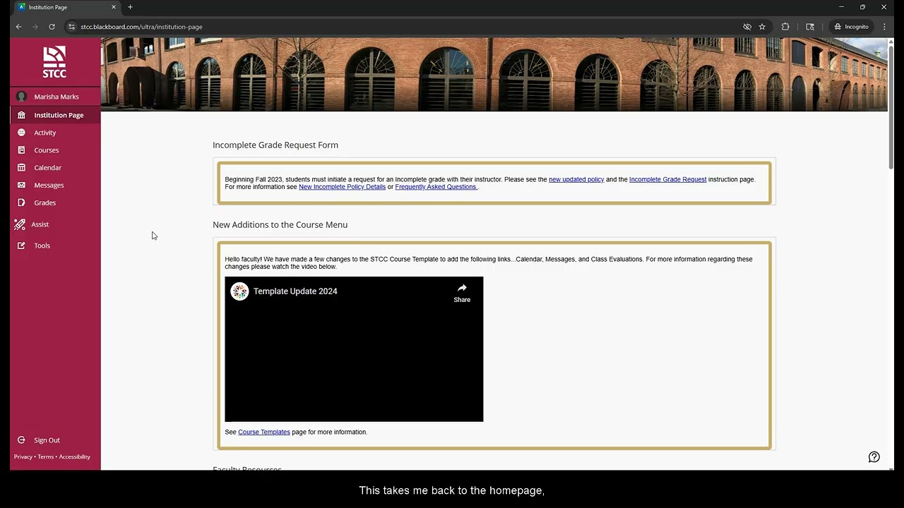 Blackboard Navigation update