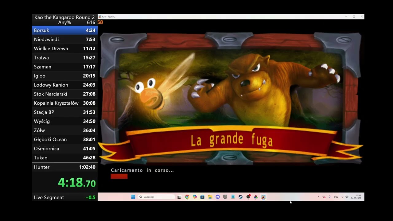 Speedrun Kangurek Kao 2 (Digital)  Any % 1:02:05.95