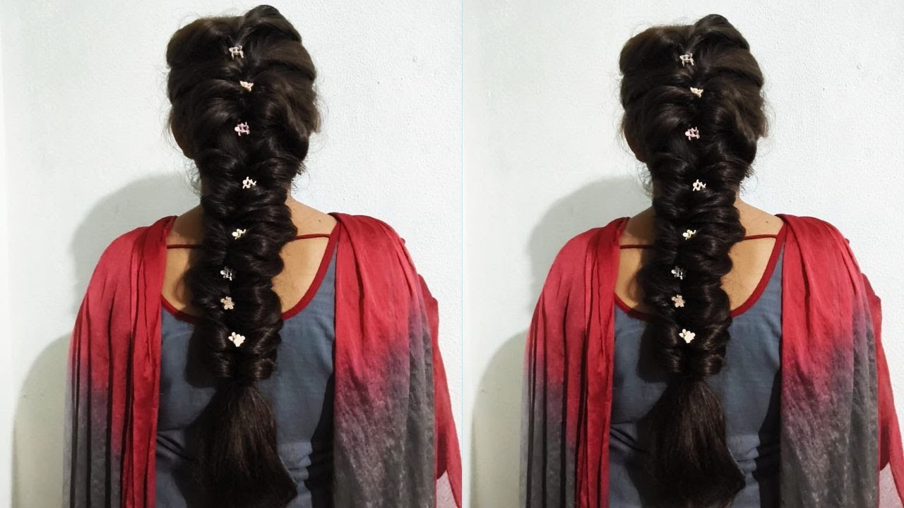 Messy Braid Hairstyle || Step by step Telugu  tutorial | Reception\wedding  hairstyle ||
