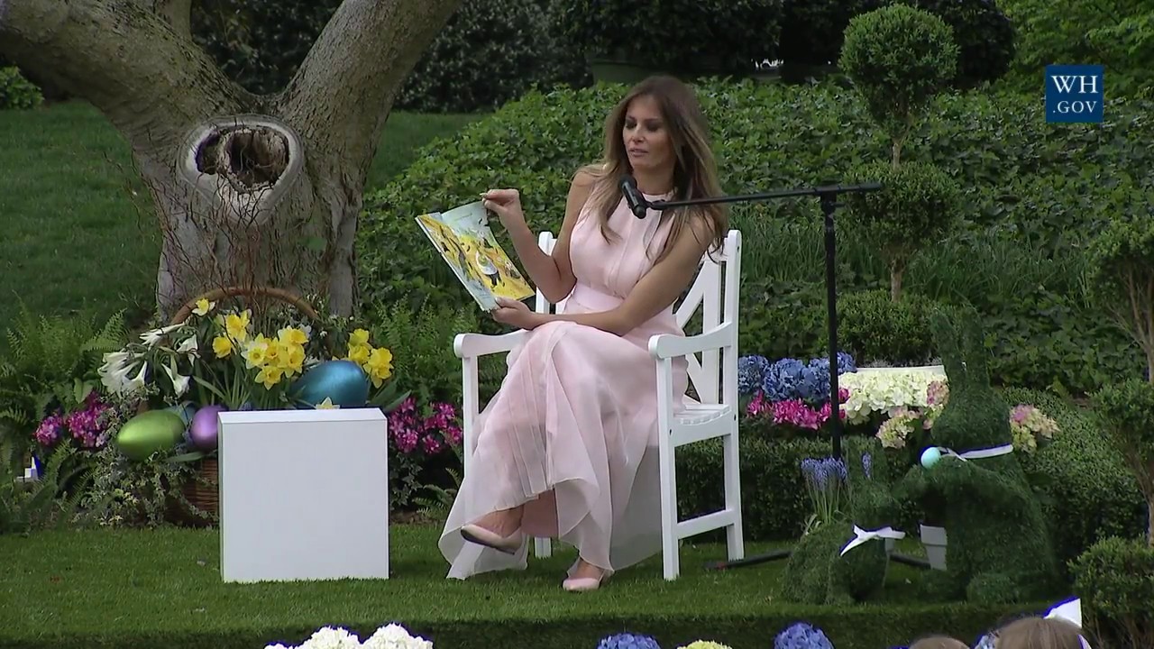First Lady Melania Trump Reads to Kids at White House Easter Egg Roll Reading Nook