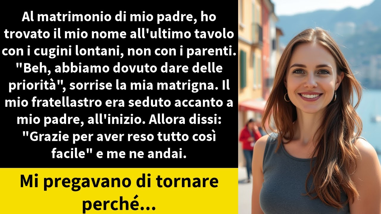 Al matrimonio di mio padre, ho trovato il mio nome all'ultimo tavolo con i cugini lontani,