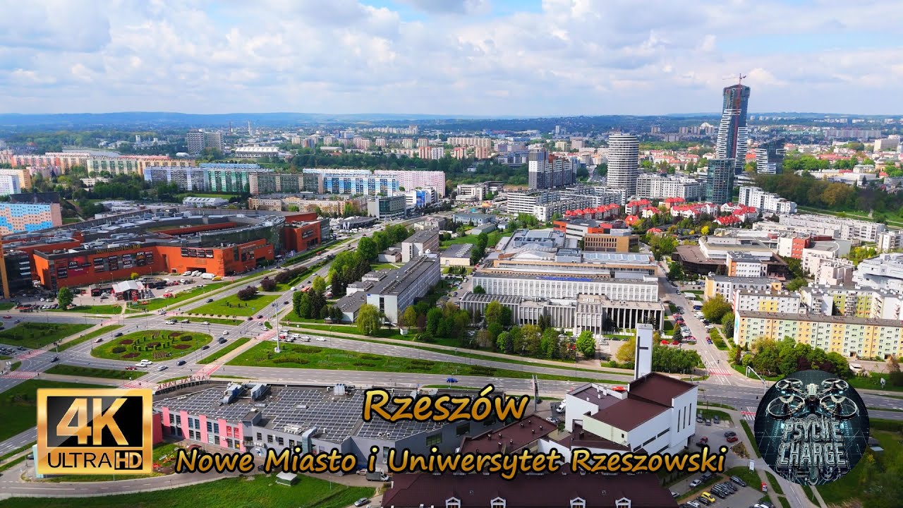 Rzeszów z lotu ptaka - panoramy Nowego Miasta, Millenium Hall i Uniwersytetu Rzeszowskiego (dron 4K)