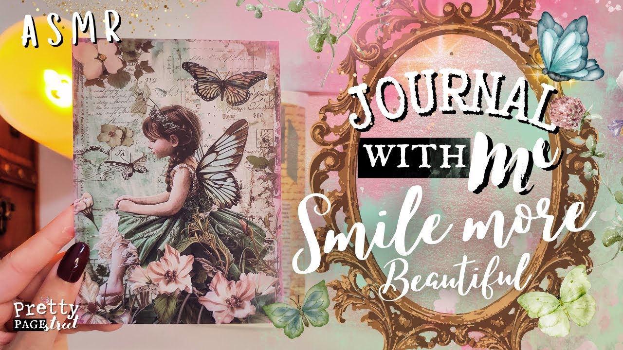 ASMR 💗Aesthetic Journaling Vintage Fairy Smile Collage Scrapbooking | Journal With Me Relaxing 🌺