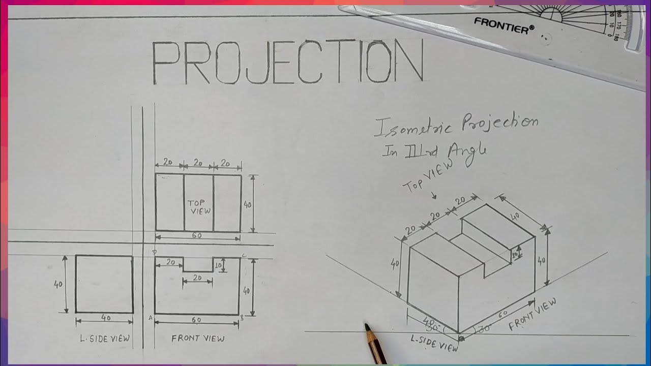 Orthographic Projection from Isometric Projection (2D from 3D)