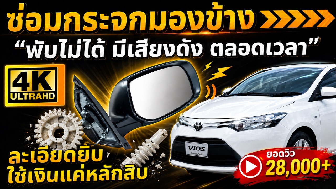 วิธี ซ่อม กระจกมองข้าง ไฟฟ้า รถยนต์ โตโยต้า พับไม่ได้ มีเสียงดัง แบบละเอียดยิบ ใช้เงินแค่หลัก10 4K