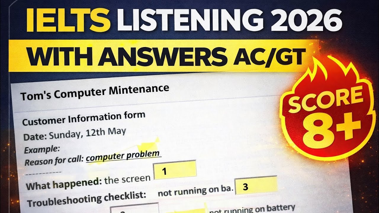 IELTS Listening Real Test  2026 |  Tom Computer Maintenance Call | With Answers