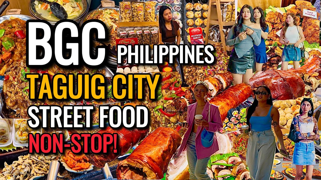 NON-STOP STREET FOOD PHILIPPINES in BGC Taguig City | Food Tour Marathon in Modern Manila!