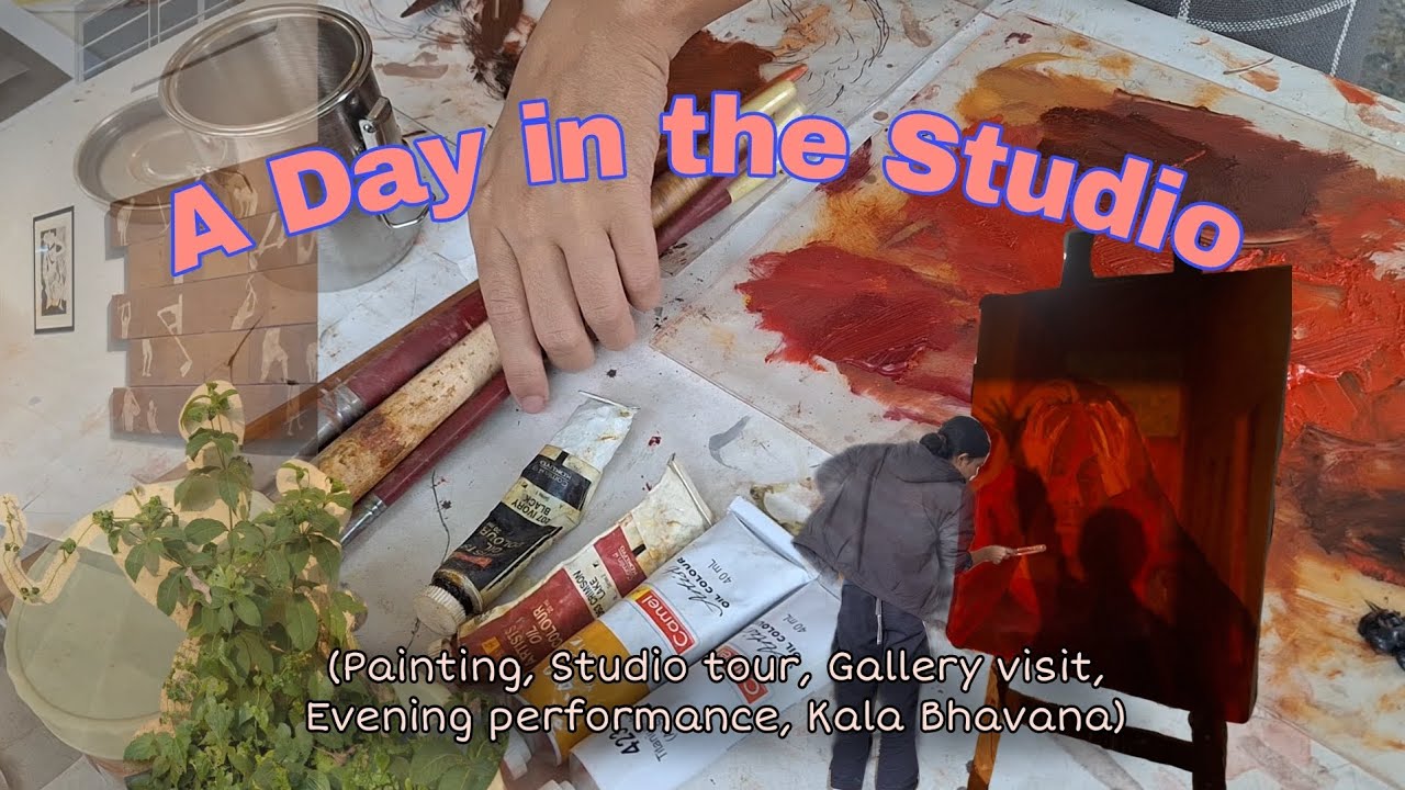A Day as an Art Student 🧑🏻‍🎨🎨 at Kala Bhavana, Santiniketan.  (Oil painting, Studio, Gallery)