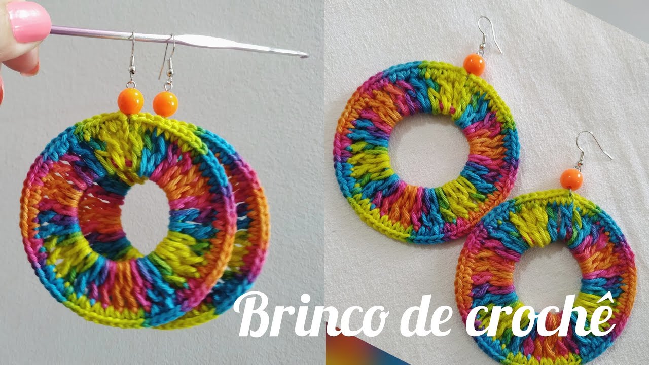 BRINCO DE CROCHÊ  ARGOLA #crochetearrings  #marcialobocroche
