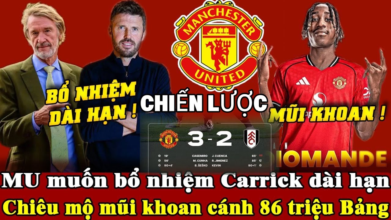 Tin mới mu 2/2, MU tính trao ghế lâu dài cho Carrick, nhắm sao chạy cánh 86 triệu Bảng?