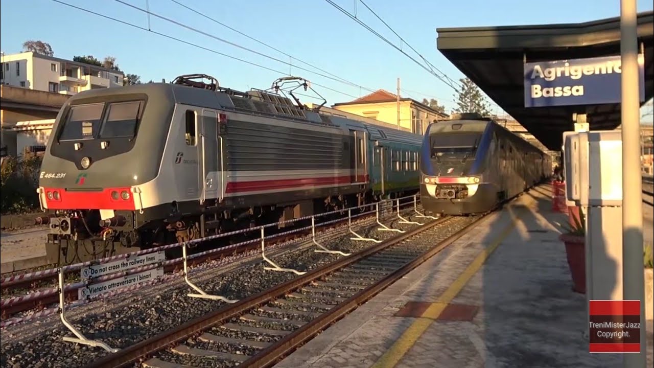 Treno verde e movimento ad  Agrigento Bassa. Dettagli E 464 334-231 Sun.Treno verde Sicilia.