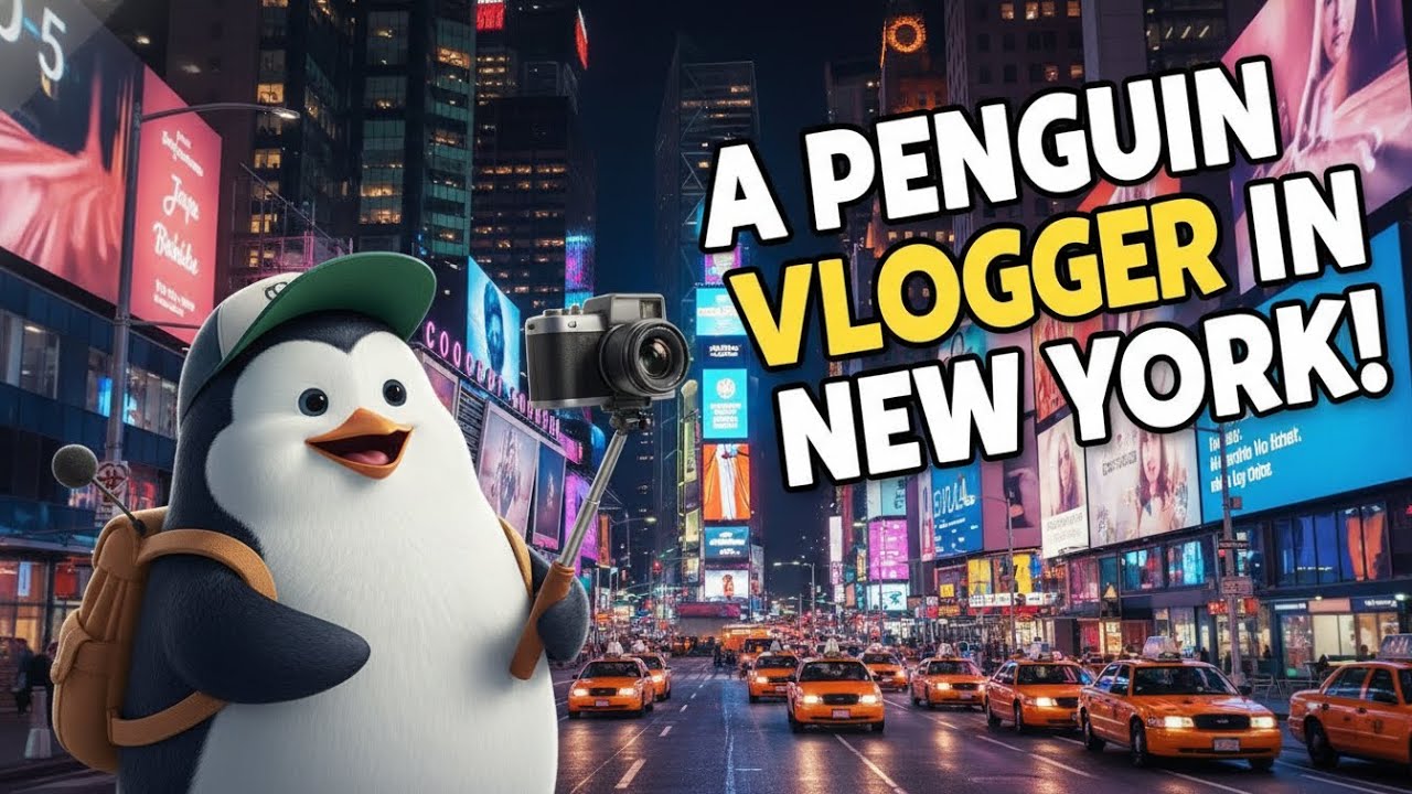 Penguin Pingo Takes on New York Streets 🐧| Cute Penguin Cartoon Travel Adventure
