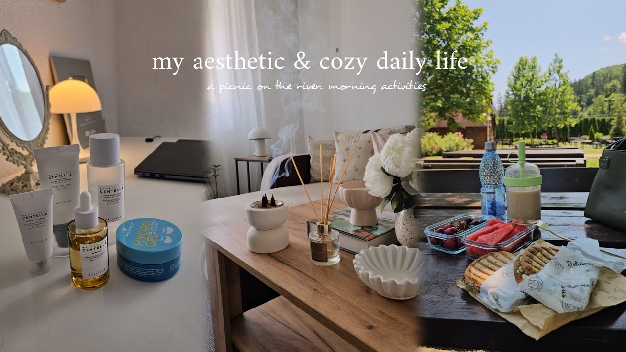 моя эстетичная и уютная повседневная жизнь 🏡| пикник на реке, утренние дела, готовка