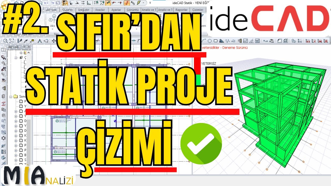 İdeCAD Sıfırdan  4 Katlı Betonarme Bina Statik Proje Çizimi