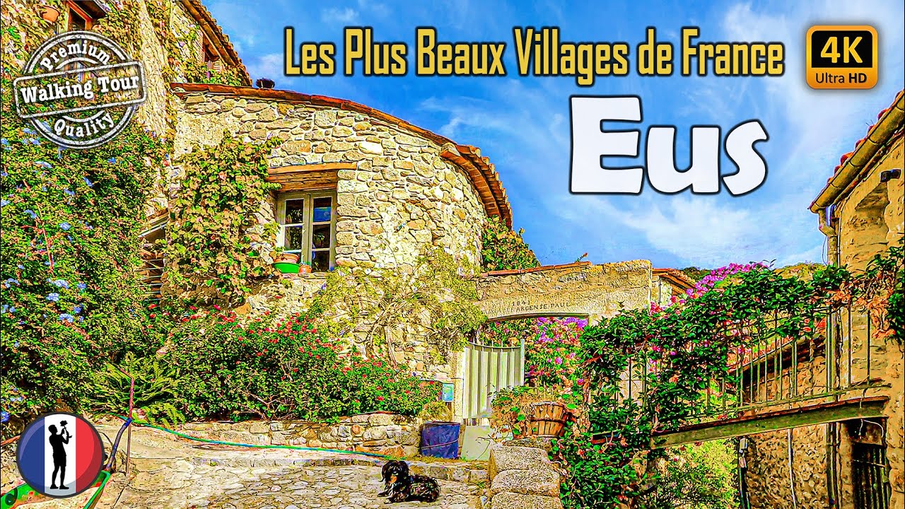 🇫🇷 EUS 🏡The Most Beautiful Village of France, Occitania, Walking Tour, 4K/60fps