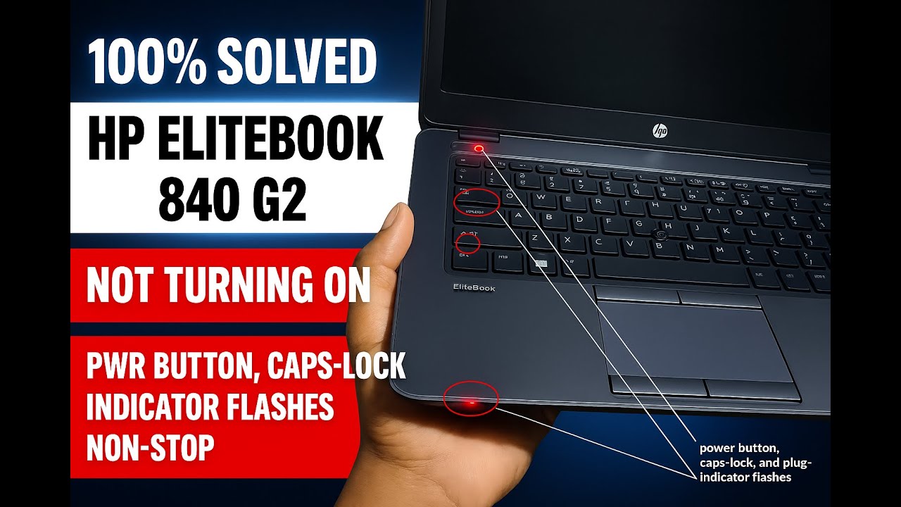 Решено на 100%! HP Elitebook 840 G2 не включается, индикатор подключения мигает белым и жёлтым. C...