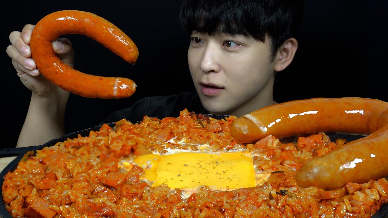 크림김치볶음밥 먹방(ft.명란크림, 스팸)✨ ☆ 킬바사소세지 | Cream Kimchi Fried Rice & Kielbasa Mukbang ASMR