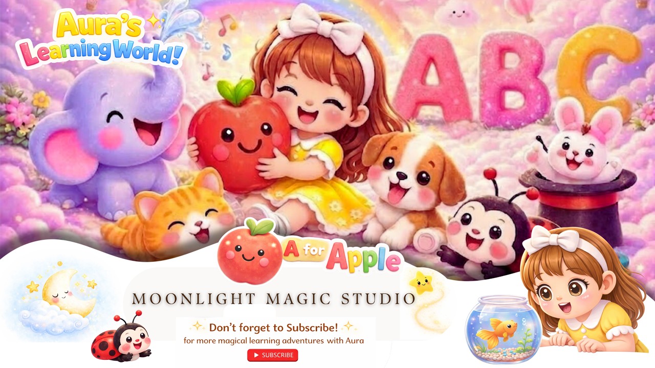A for Apple 🍎 | ABC Learning for Kids | Aura’s Learning World | Moonlight Magic Studio