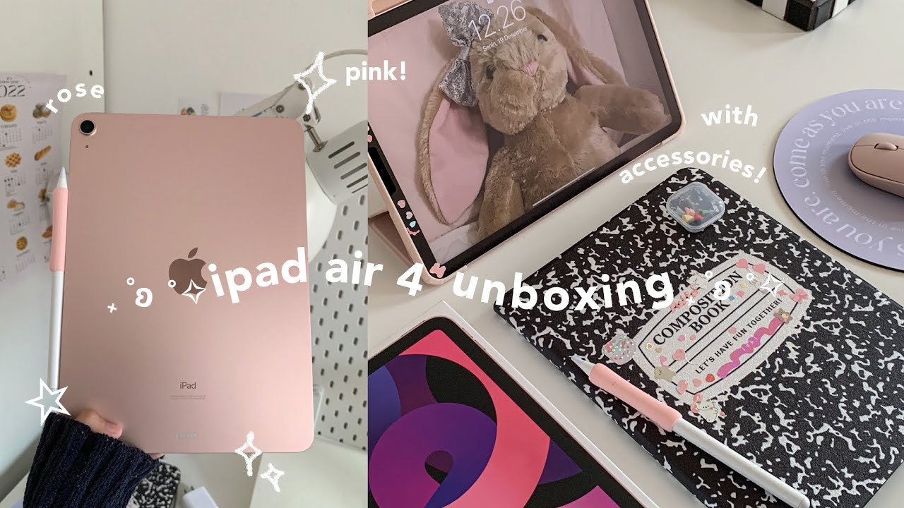 Ipad air 4 unboxing☁️🍒🌷 | setup + accessories ଘ(੭ˊᵕˋ)੭ ˚｡⋆୨୧˚