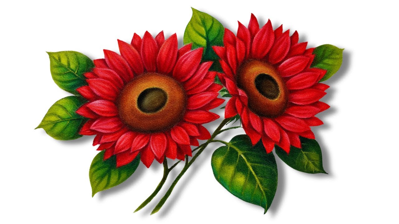 PINTANDO GIRASSÓIS VERMELHOS
