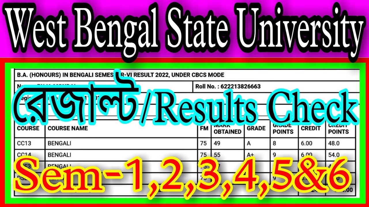 #result WBSU Semester 1 2 3 4 5 6 Results Online || West Bengal State University Results Download