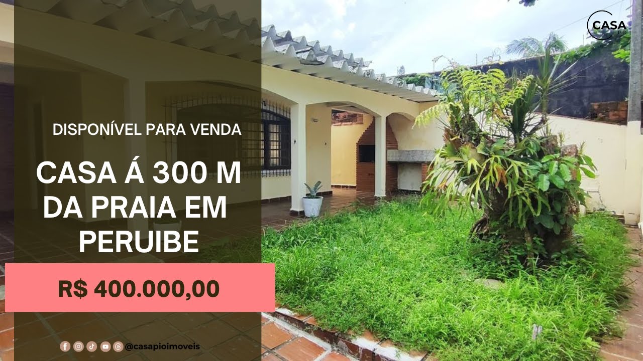 Casa a 300 m da praia em Peruibe disponivel para venda. Vem Conferir!