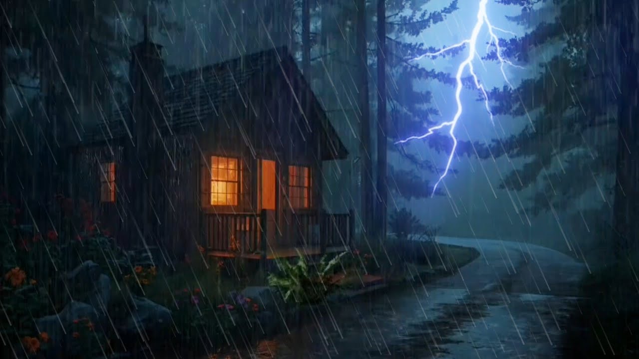 Heavy Rain in a Cozy Forest Cabin | Deep Sleep & Relaxing Sounds