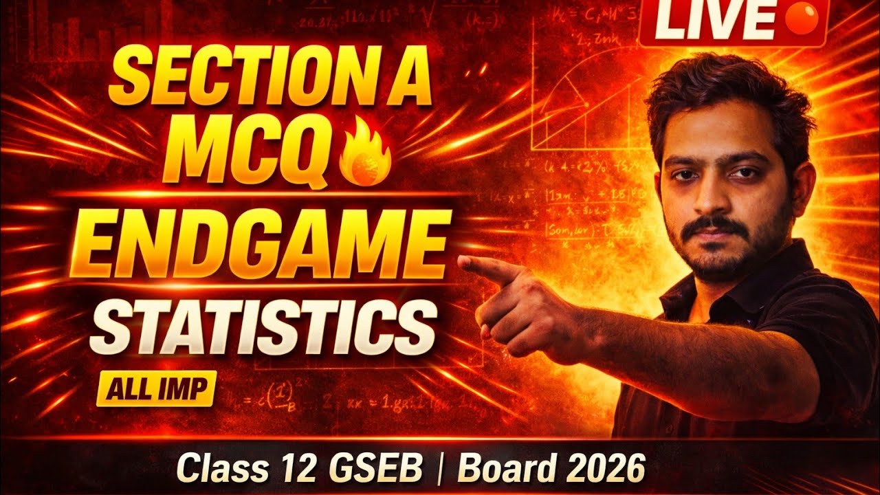 Statistics Section A 🔴 LIVE | All IMP MCQs | Class 12 GSEB Board Exam 2026 by Vikas Sir