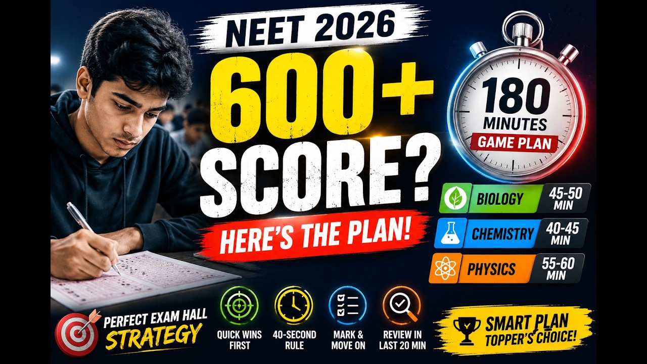 NEET 2026 Exam Hall Strategy for 600+ Marks | 180 Minutes Game Plan