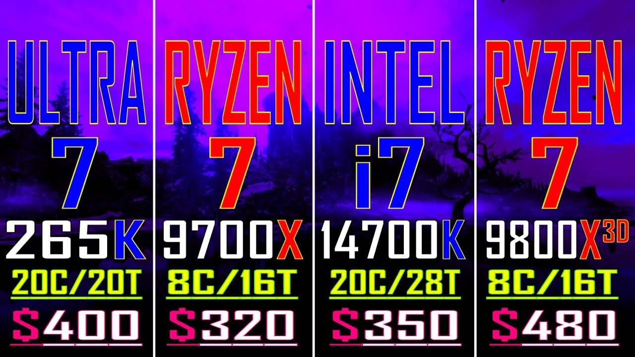 INTEL i7 14700K vs  RYZEN 7 9700X vs ULTRA 7 265K vs RYZEN 7 9800X3D || Ultimate CPU Showdown ||